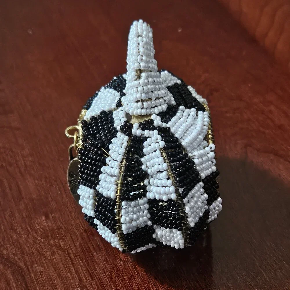 RARE RETIRED MACKENZIE CHILDS COURTLY CHECK FALL HALLOWEEN PUMPKIN NAPKIN RING